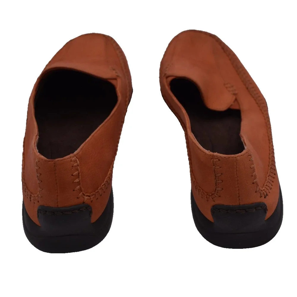 NATURALIZER Driving Loafer Shoes -- Orange Leather Flats 198P42 -- Womens 8